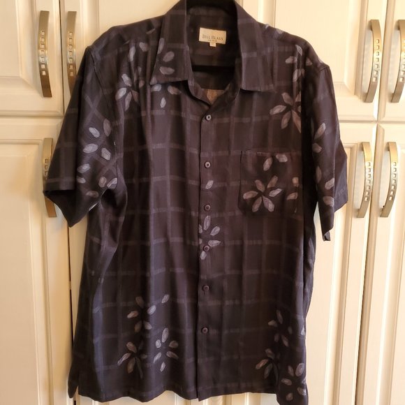 BILL BLASS HAWAIIAN SHIRT NAVY w/FLORAL PRINT M - Picture 2 of 9